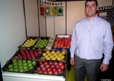 Aurélie Darrein the stand of Albafruit, producer of top fruit and melon French company.