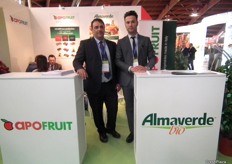 Daniele Mazzoliin and Alberto Fantini at their Apofruit stand in the Italian pavilion.