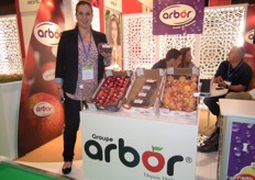 Ghita Sakkatin the stand of Groupe Arbor, in the Moroccan pavilion, promoting their stone fruit campaign.