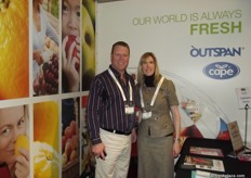 Liz Penaloza and Bernie Denton at the Capespan stand.