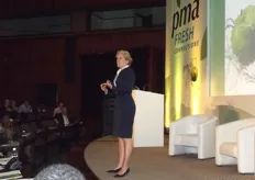 Cathy Burns, President of the PMA USA. Opens the first plenary session on The Evolving Global Marketplace.