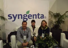 At the Syngenta stand, Schalk Geldenhuys, Laraine Fruger and Nelia Rousseau.