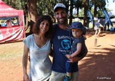 Hedra Peer, nurserywoman at a kibbutz in the Jordan Valley, with Lior and Yarden Peer.