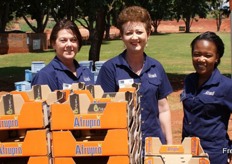 Brenda Greyvensteyn, marketing manager at Afrupro, with colleagues Lizelle Drotskie and Meriam Ngwako.