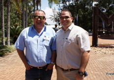 Paul van der Berg of irrigation firm Bekmar and Deon van der Linde of First National Bank.