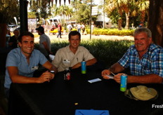 Pieter Naudé of Hex River grape farm Denau with Ruan Gerber and Gerhardus Smit of Breërivier Besproeiing, also Western Cape.