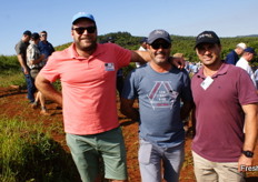 Jakoos Scheepers of citrus farm Gonjah Boerdery in Patensie, Eastern Cape, with Cornell Vermaak (also Gonjah) and Merwe van der Watt of Cambria, also an Eastern Cape citrus farm.